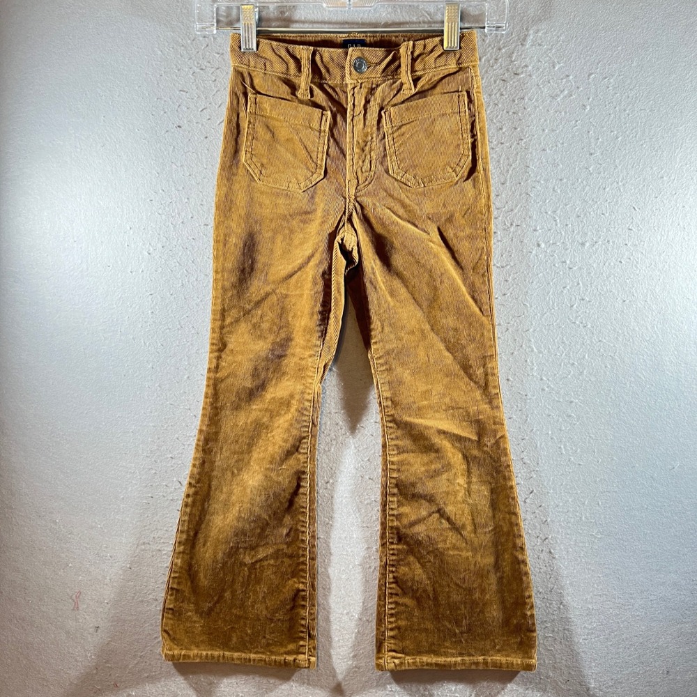 1113 | Gap Denim High Rise 70s Flare Corduroy‎ Pants Palomino Brown Kids 8 Slim